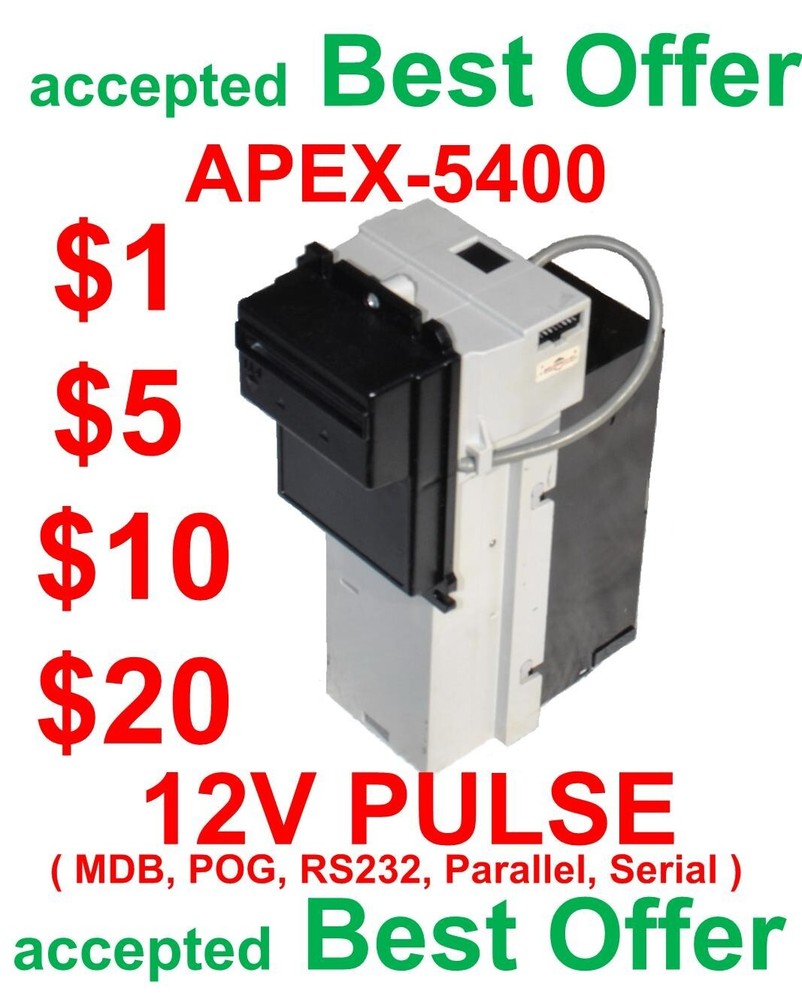 PTI Pyramid APEX APEX-5400 Pulse 12V USA Dollar 1$ 5$ 10$ 20$ Bill Acceptor
