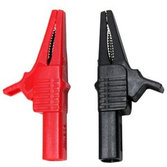one Black/Red large crocodile clips Safety Sliver plated alligator clip 27262