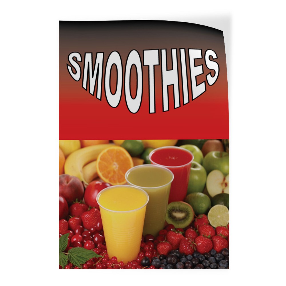 Door Decals Vertical Vinyl Stickers Multiple Sizes Smoothies with Fruit Images