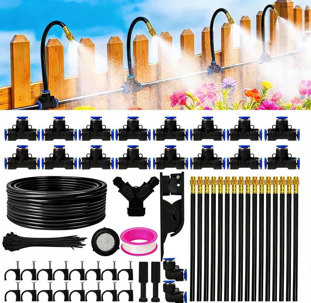 Upgraded 5/16″ Drip Irrigation Kit (100FT), High-Flow Garden Watering System …