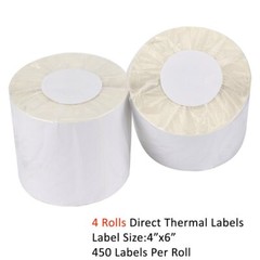 4 Rolls Direct Thermal Labels 450/Roll 4×6 For Zebra Eltron 2844 ZP-450 ZP-500