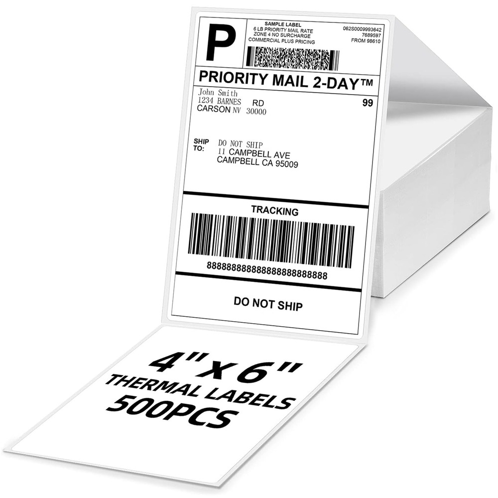 Omezizy 4×6 Thermal Labels, 1 Packs of 500 4×6 Fold Labels – Compatible with …