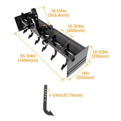 55″ Box Blade For Tractor Box Scraper Hitch Attachment For Cat 0 & Cat 1