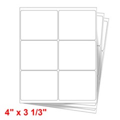 4″ x 3-1/3″ Laser/Ink Address Shipping Adhesive Labels 6 per Sheet Blank 6 UP