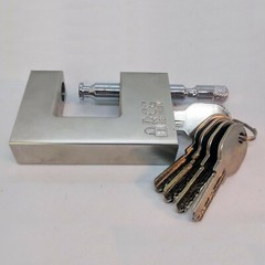 Heavy Duty 90mm Padlock/Chain Rectangular Lock *KEYED SAME/DIFF* U-Shaped 94mm