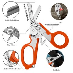 Emergency Trauma Shears Medic Emt Heavy Duty Multi Purpose Shears Orange Handle