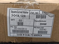 (QTY 50)Square-Curved Washer, Steel, Galvanized, 3/4″ dia, 3×3×1/4, 13/16, DF4W5
