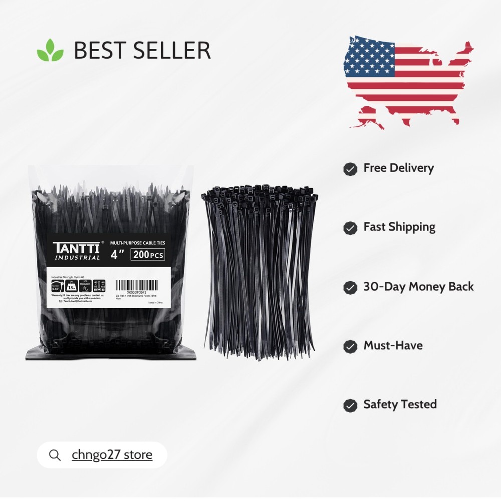 High-Quality 4 Inch Zip Ties – 200 Pack for Secure Binding Applications