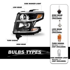 LED DRL Projector Headlight Left Driver for 2015-2020 Chevy Tahoe Suburban