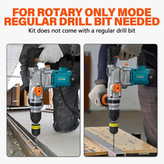 9 Amp 1-1/8″ SDS-Plus Rotary Hammer Drill with Keyless Chuck Adapter