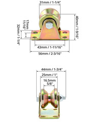 1.2” V Groove Rigid Caster Wheels 4 Pack 440lb Sliding Gate Roller Bracket Heavy