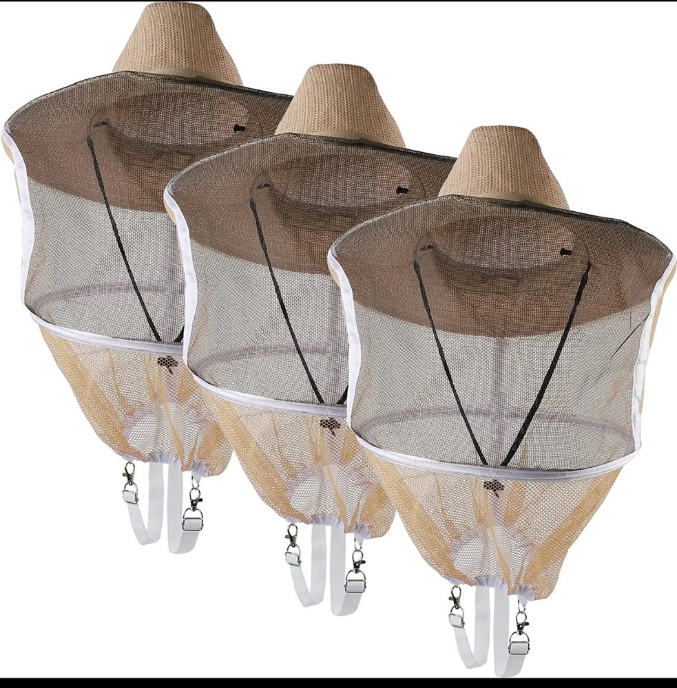 Beekeeper Hat with bee veil – Cowboy style Beekeeping protective Hats 3 pack