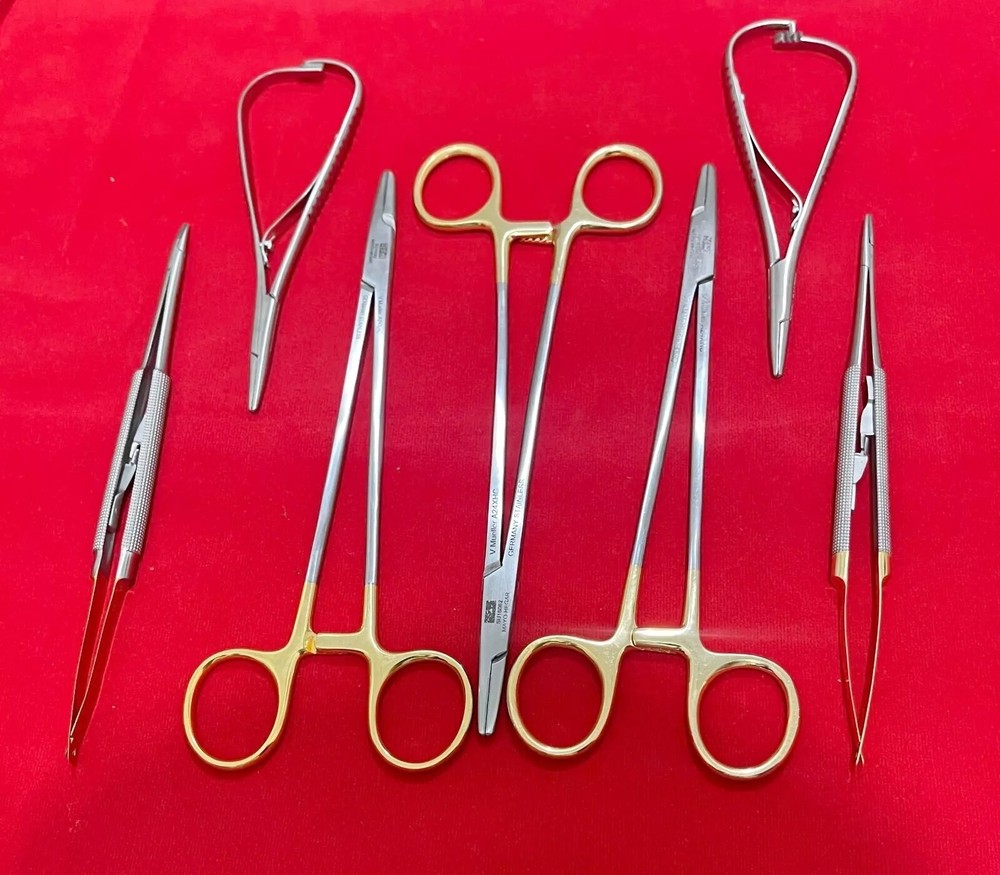 Lot of 7 Pcs V. Mueller SU16062 Mayo-Hegar and Hu-Friedy Needle Holders Mathieu