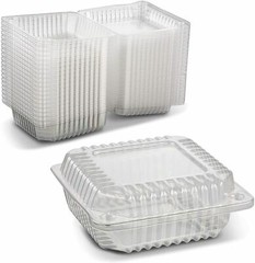 100 Pack-C57PST1 Clear 6″ Seal Hinged-Lid Plastic Containers For Food & Takeout