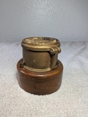 Antique Brass Neptune Meter Co. Trident Water Meter NEW YORK On Wood Base