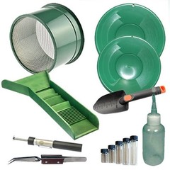 Sluice Monkey M5P Gold Panning Kit 10″ & 12″ Gold Pans, 6″ Mimi Classifier, Via