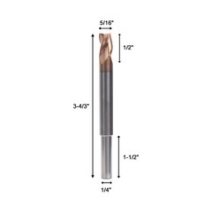 2 PCS 5/16″ 3 Flute Carbide 1/4″ Shank 4″ Overall Long End Mills – ALCrN Coated