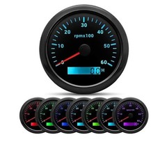 Boat Tacometro 85mm 3-3/8″ 6000 RPM Gauge 7 Color Waterproof for Marine Car A…
