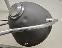 Large 9′ Antique Industrial Surgical Light Chrome & Gray In Original Condition