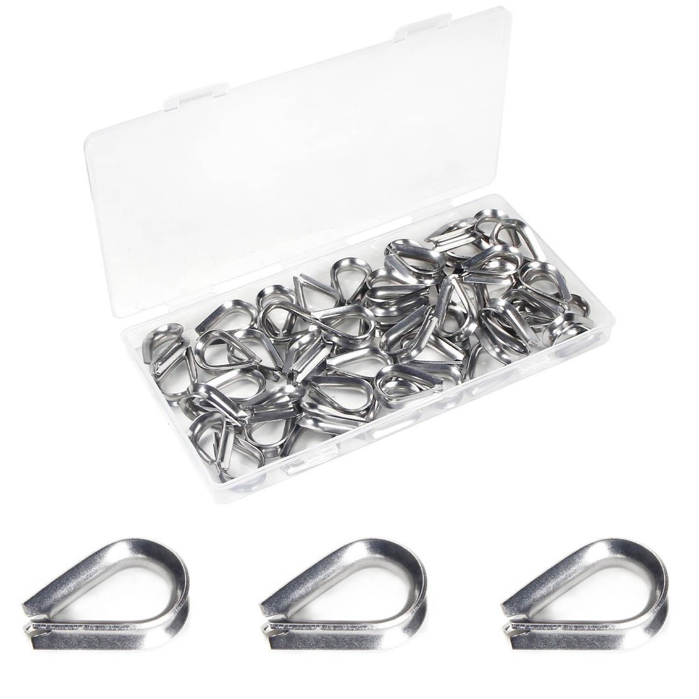 50 Pcs 5/32″ Wire Rope Thimbles M4 Cable Thimbles 304 Stainless Steel Thimble…