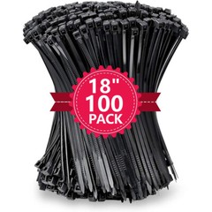 100Pcs 18″ Cable Ties Heavy Duty 50 LBS Ultra Nylon Wrap Wire Zip UV Resistant