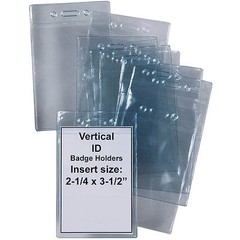 Pack of 12, Vertical ID Badge Holders, Clear Vinyl, Insert Size: 2-1/4 x 3-1/2″