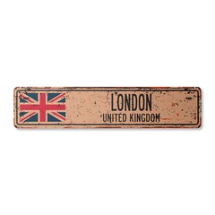 LONDON UNITED KINGDOM Vintage Street Sign British Britons Brits flag country