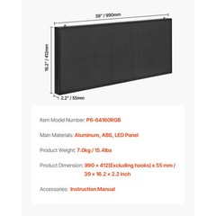40×18 in Programmable LED Scrolling Sign Digital Display Board P6 Full-color