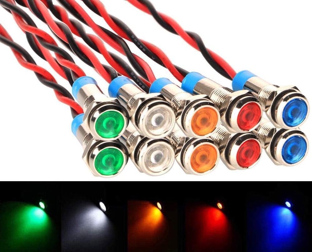 Gebildet 10pc 6mm 1/4″ 12-24VDC LED Metal Indicator Light Waterproof Signal Lamp