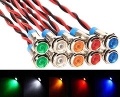 Gebildet 10pc 6mm 1/4″ 12-24VDC LED Metal Indicator Light Waterproof Signal Lamp