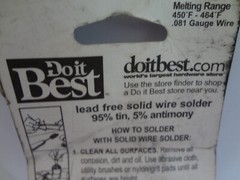 Doit Best Plumbing Solder 95/5 solid wire solder Net Wt. 1 oz. 327581