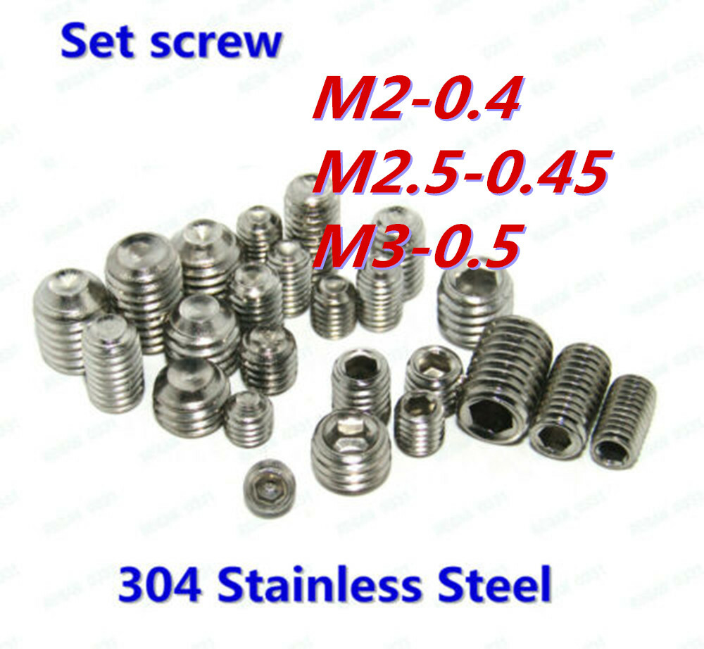 M2 M2.5 M3 Stainless Steel Grub Screws Allen Socket Set Screws Cup Point DIN916