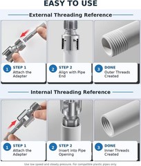 PVC Pipe Threader Set, 1/2 3/4 1 in, Pipe Threading Tool | Internal external PVC