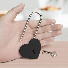 Gradleen 15PCS Black 3.5″ Heart Lock Love Padlock with Key 50mm