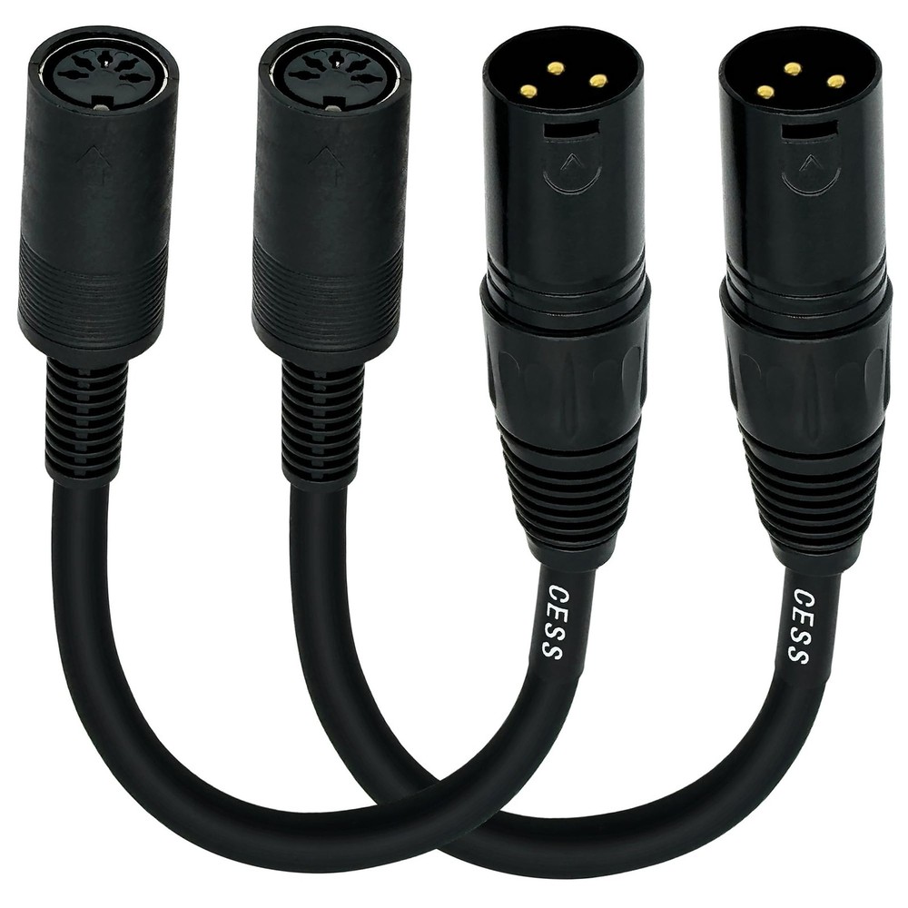 CESS-279 DIN 5-Pin MIDI Female to XLR 3-Pin Male Adapter Cable – 6 Inch Conve…
