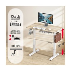 SHW 40 x 22 Inches Electric Height Adjustable Sit to Stand Desk with Hanging …