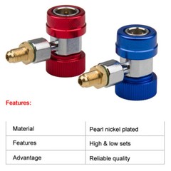 1/4″ A/C R134A Quick Coupler Adapter Manifold Connector Sae Hvac High & Low Side