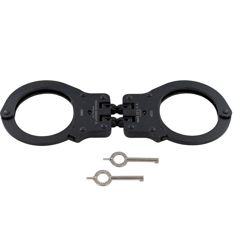 Peerless Model 802C Hinge-Linked Handcuffs & Key 801P Cuffs, Black Oxide 10 Pack