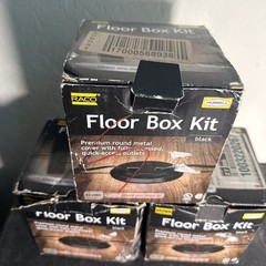 Hubbell Raco Floor Box Kit 6239BK Black Round Metal Cover Recessed Outlets Lot 3
