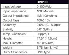 spellman high voltage Resistor Divider 100KV Model HVD-100