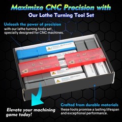 Indexable Lathe Turning Tool 21Pcs Kit 1/2” 12mm Shank 7Pcs Carbide Turning …
