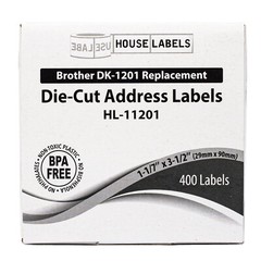 Non-OEM Fits BROTHER DK-1201 Labels (1-1/7″ x 3-1/2″) – (40) Rolls of 400