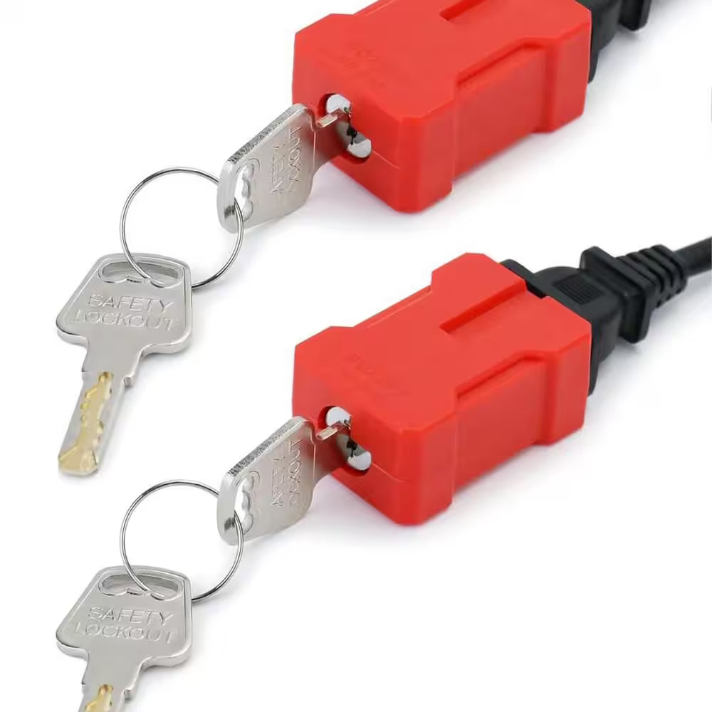 2-Pieces Electrical Cord Plug Lockout Device for 2 and 3 Prong Plugs, Built-In L