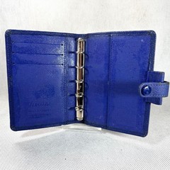 Filofax Leather Notebook 5 Hole Blue Piccadilly M5 Size Cover Used From Japan