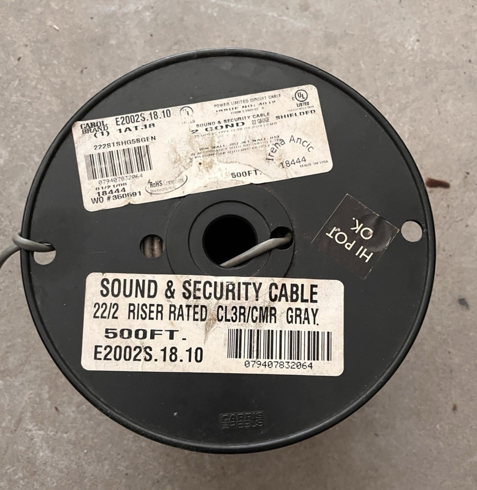 CAROL BRAND 22 AWG SOUND & SECURITY CABLE 2 CONDUCTORS SHIELDED 200 FT.