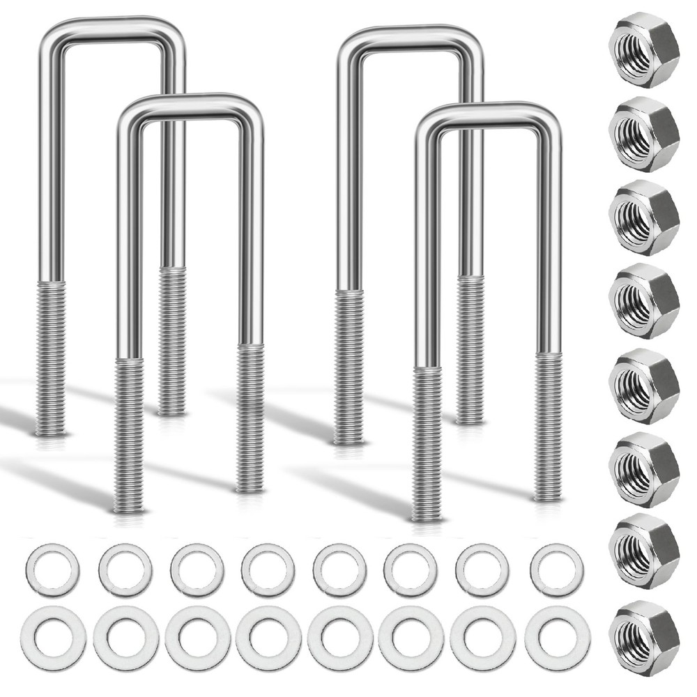 4 Pcs Hot Dipped Galvanized Square U-Bolts,2 inch Wide, (1/2″ D x 2 1/16″ W x…