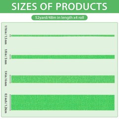 QDiShi 4 Rolls Fine Line 1/16, 1/8, 1/4 ,1/2 inch x 52 yard Long, Green