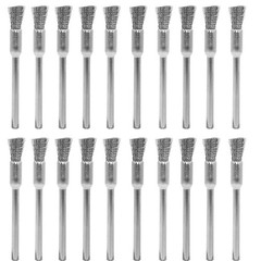 20 pcs Steel Cleaning End Brushes Pen 1/5″(5mm) x 1/8″(3mm) Wire Brush Silver