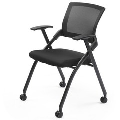 2 Pack Foldable Office Chair with Wheels & Armrest Stackable Conference Room US