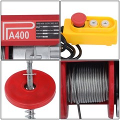 110V Electric Hoist 880lbs Crane Winch with Wired Remote Control 850W